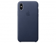 Apple - Capa em pele para iPhone X - Azul meia-noite